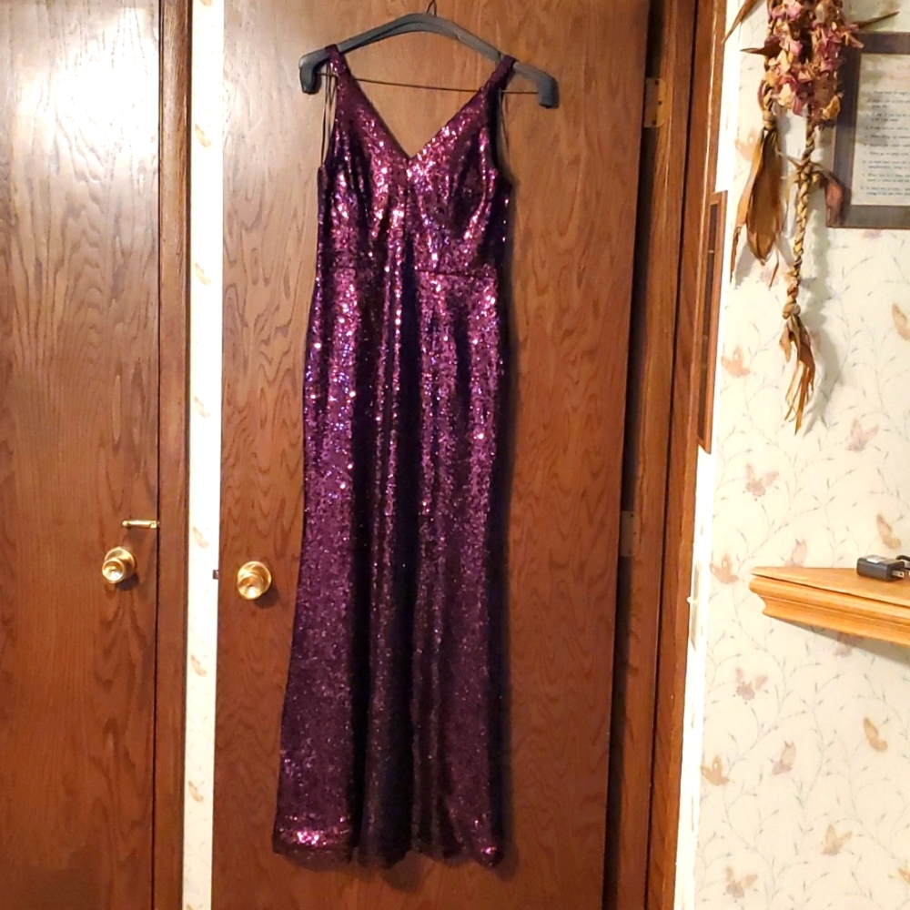 New without tags Purple Nightway full length sequin gown, size 10